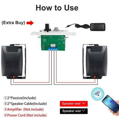 6.5 Inch 400W Outdoor Passive Speakers Black