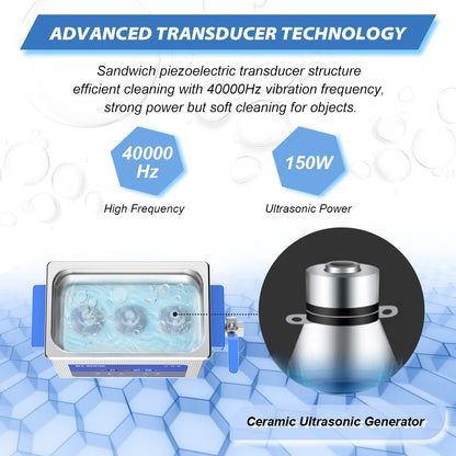 Portable 3L Ultrasonic Cleaner with Digital Controls