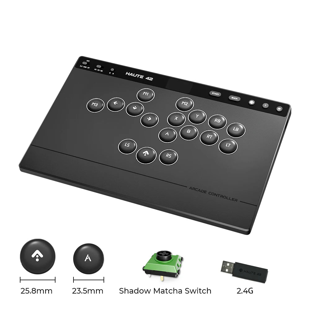 Tri-Mode Wireless Leverless Arcade Controller with Touch Screen