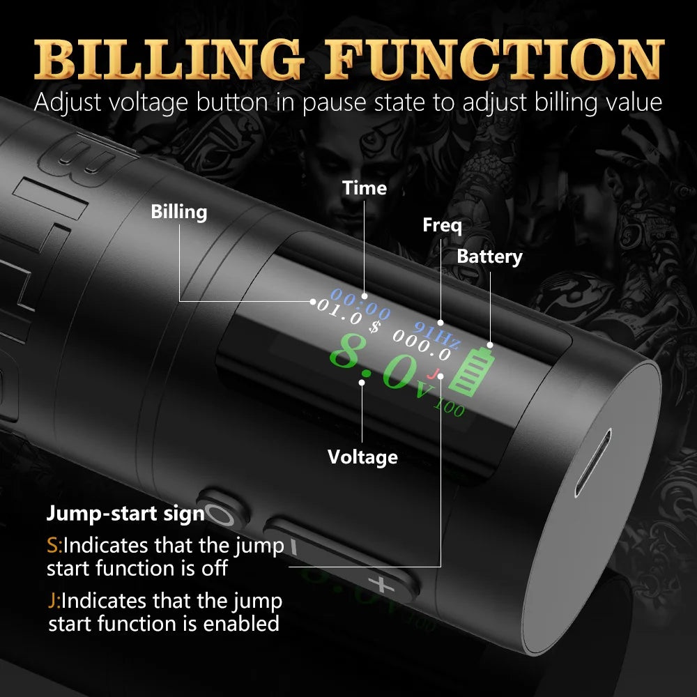 Wireless Tattoo Machine Pen 4.0mm Stroke Coreless Motor