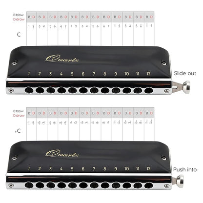 12-Hole Chromatic Harmonica C Key 48-Tone Mouth Organ