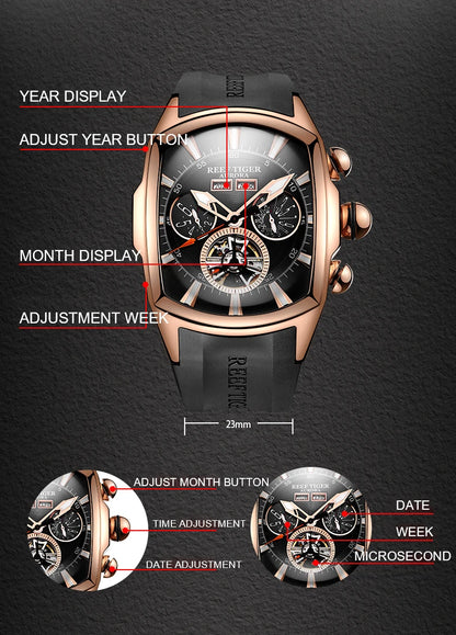 Luxury Automatic Wine Barrel Watch Stainless Steel for Men