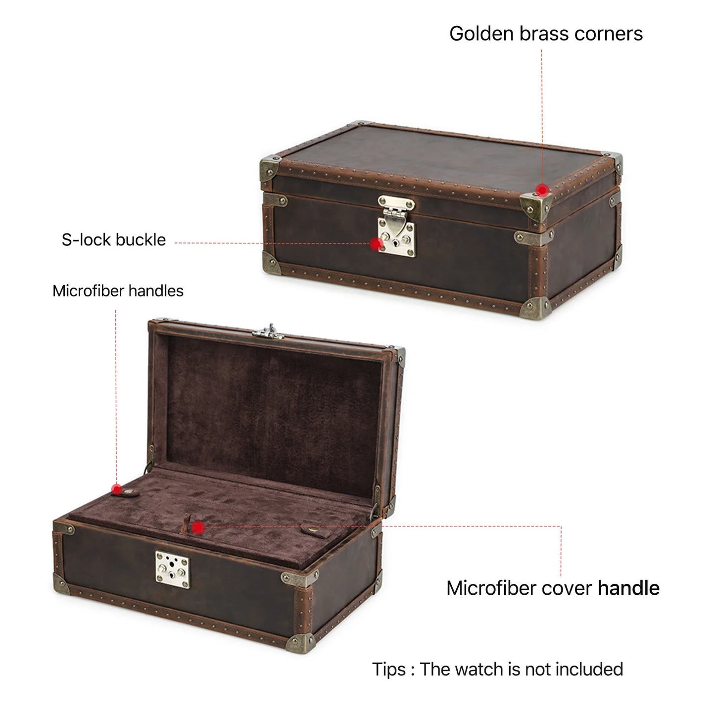 10 Slot Genuine Leather Watch Storage Case