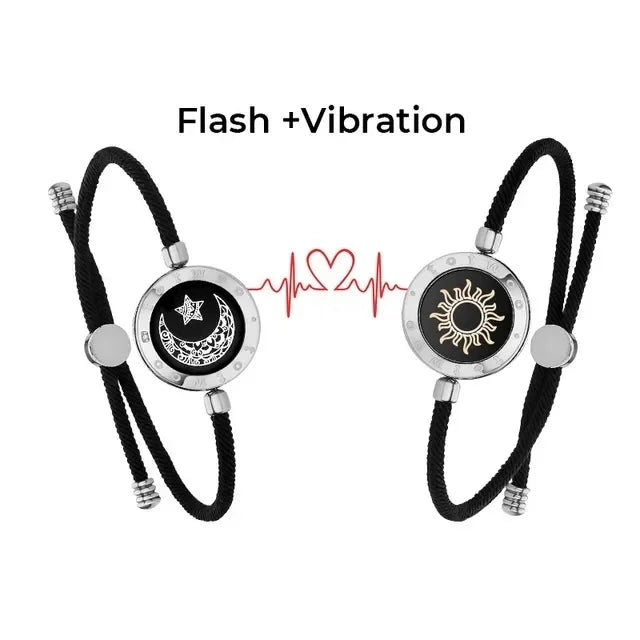 Silver Love Bracelets Light-Up Vibrating Couples Gift
