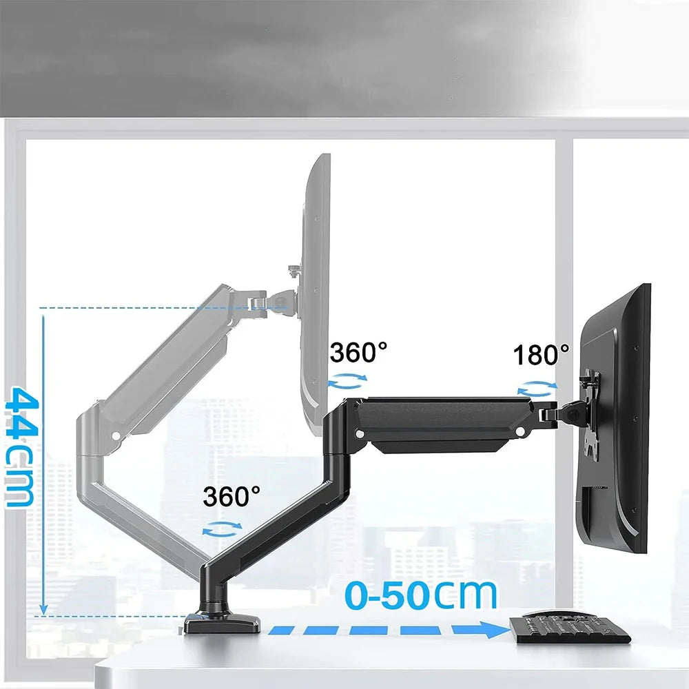 Black Dual Monitor Desk Mount Arm Adjustable to 32 Inches