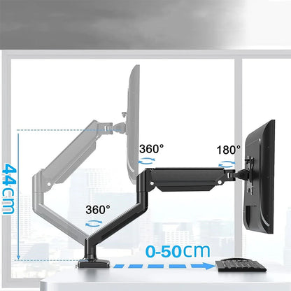 Black Dual Monitor Desk Mount Arm Adjustable to 32 Inches