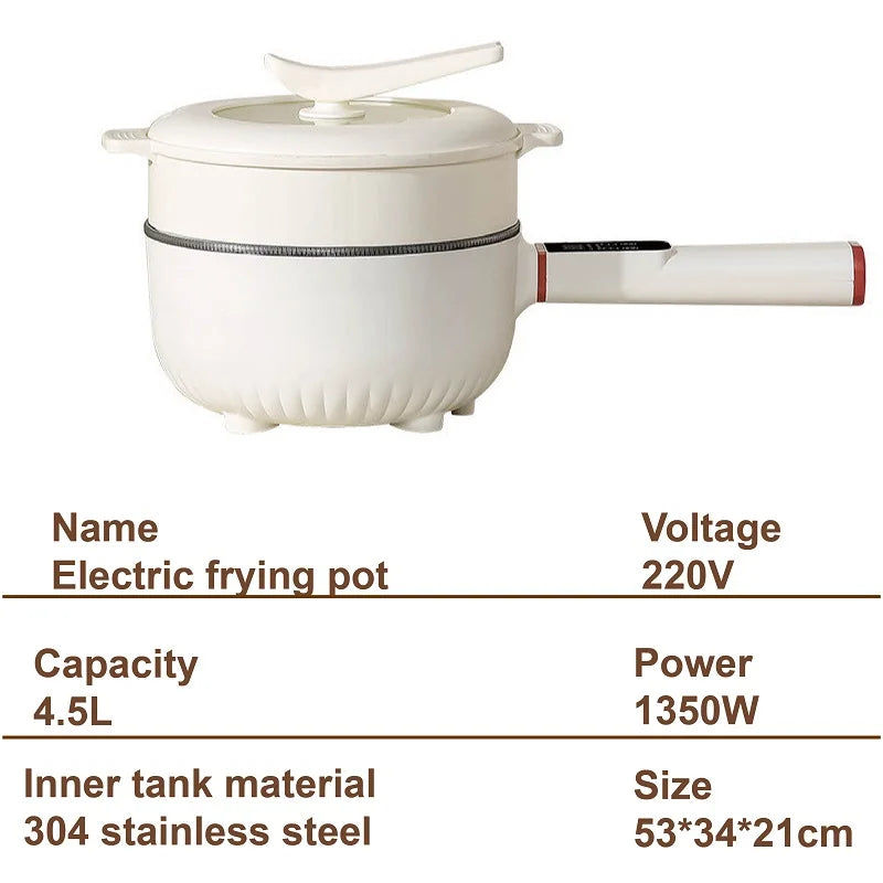 4.5L Electric Frying Pot with Steamer Multi-Function Cooker