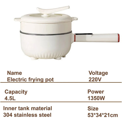 4.5L Electric Frying Pot with Steamer Multi-Function Cooker