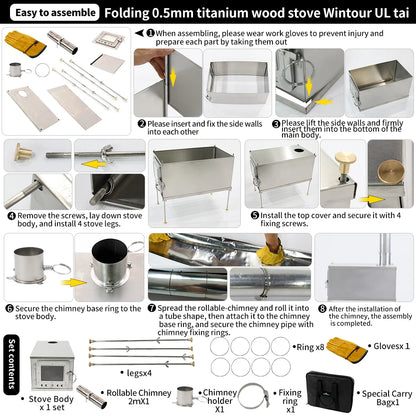 Foldable Titanium Wood-Burning Stove Lightweight and Portable