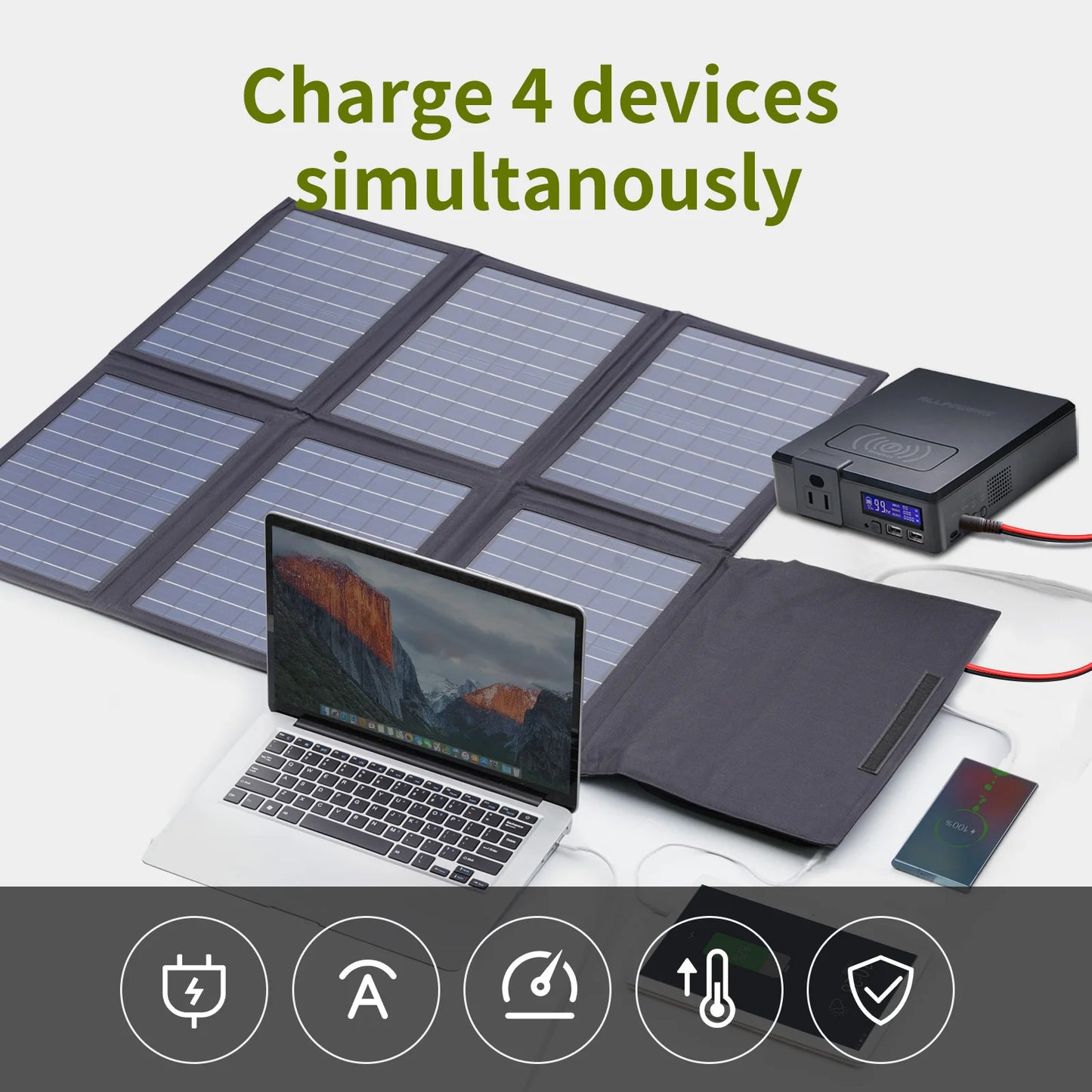 41600mAh 200W Portable Solar Powerstation with 60W Panel