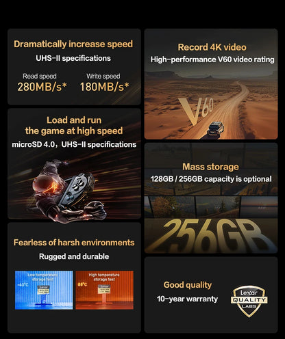 128GB MicroSD Card 280MB/s V60 U3 A1 with Reader