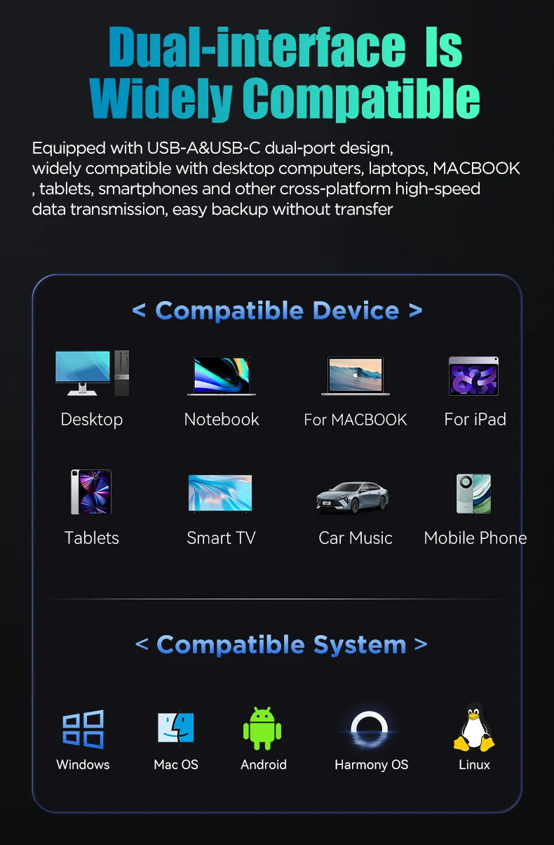 1TB Portable Data Storage USB Flash Drive