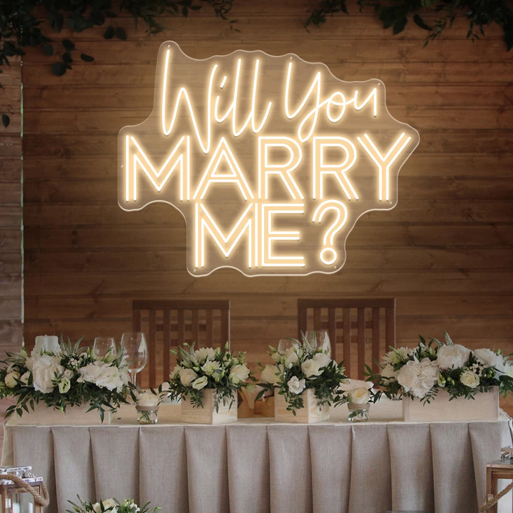 Warm White 50x40cm Will You Marry Me Neon Wall Light