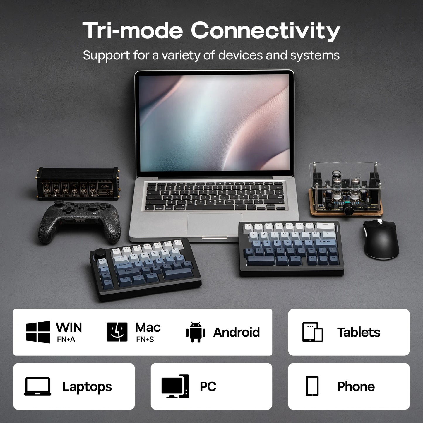 Split70 Wireless Split Mechanical Keyboard Black