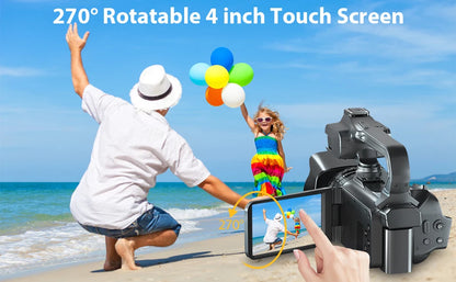 6K Camcorder with 64MP Lens and 18x Digital Zoom