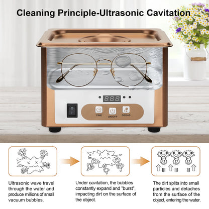 Portable 800mL Ultrasonic Cleaning Machine for Necklaces and Small Parts