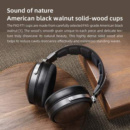 Premium Black Wood Over-Ear Headphones with Crisp Sound