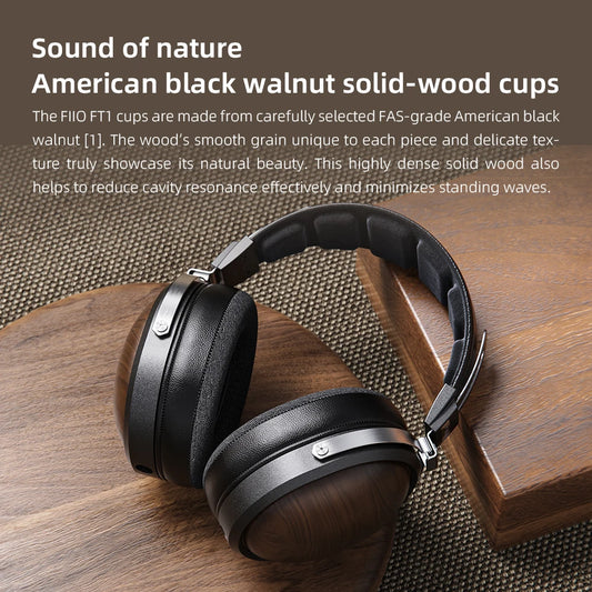 Premium Black Wood Over-Ear Headphones with Crisp Sound