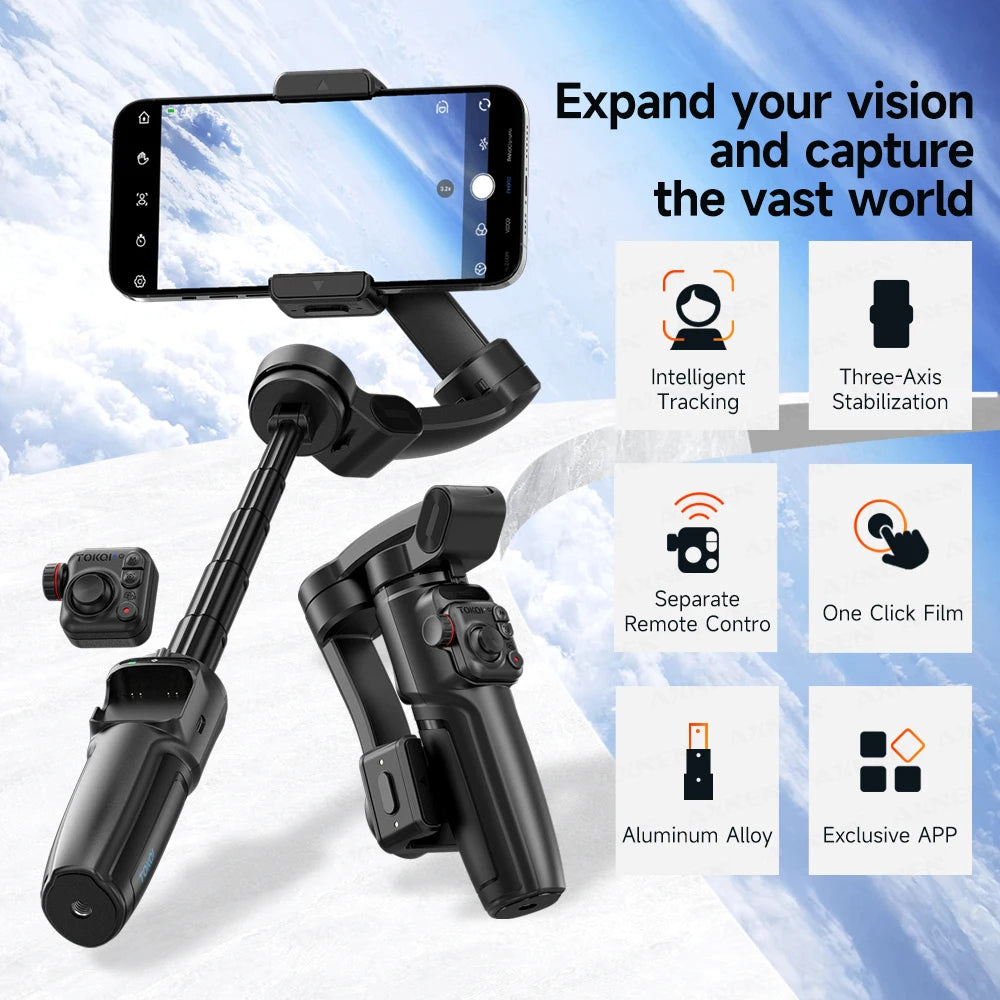 Foldable Gimbal with Smart Tracking for Vlog and Kit