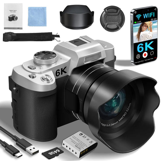 6K Digital Camera with 84MP Sensor and 64GB Storage