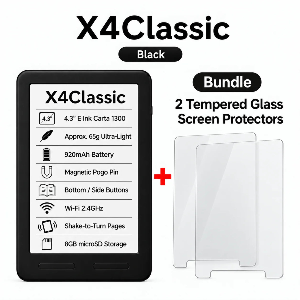 Compact E-Book Reader with High-Resolution E-Ink Display