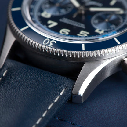 Mechanical Pilot Wristwatch with Luminous Blue Dial