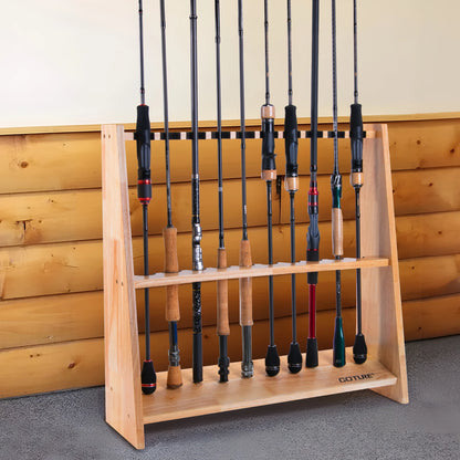 Wooden Fishing Rod Holder Stand Compact Easy Assemble