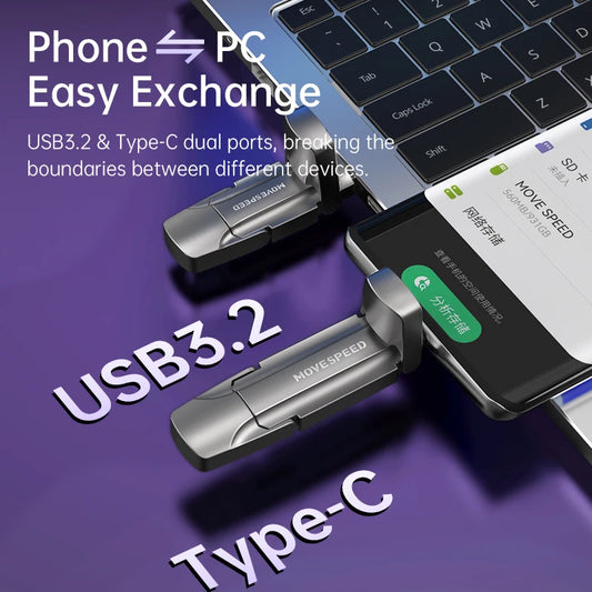 Gray 2TB USB-C 1000MB/s Portable SSD Pen Drive