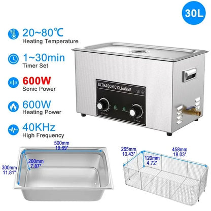 30L 600W Ultrasonic Cleaner Portable Heavy Duty Washing Machine
