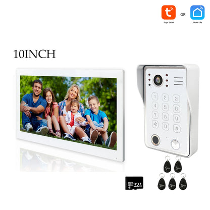 White Smart Home Intercom Doorbell 10" Display with Night Vision