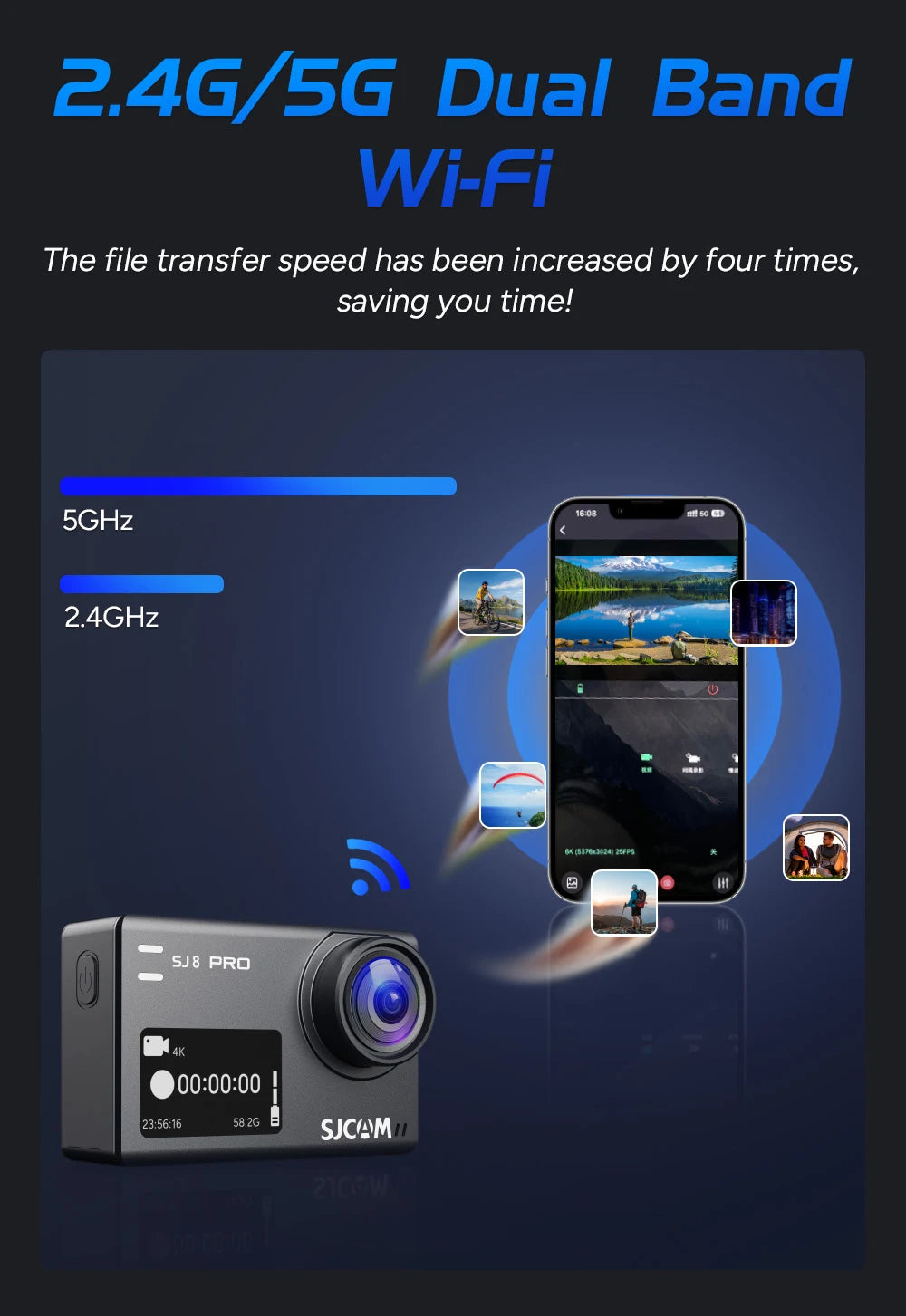 Waterproof 4K Action Camera with Anti-Shake and 5G WiFi