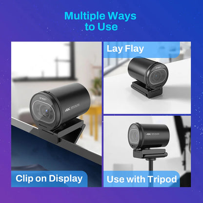 4K USB Webcam with Autofocus and Dual Microphones
