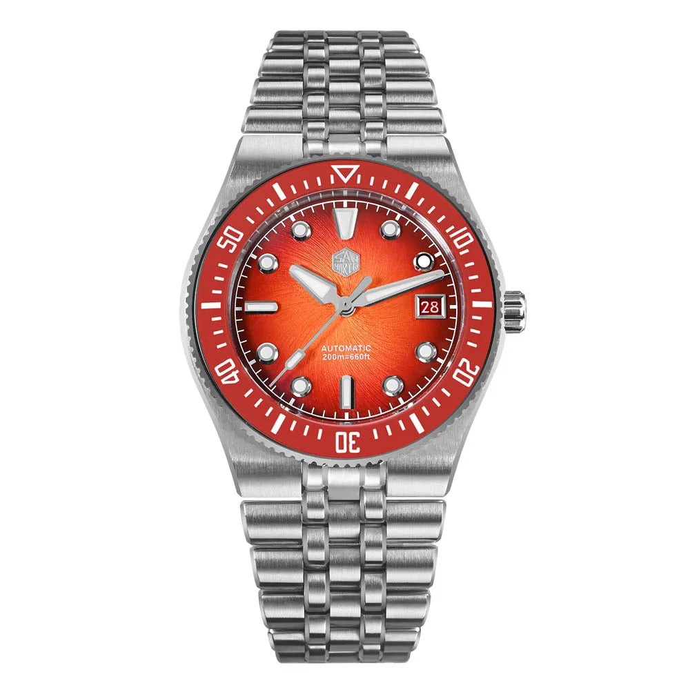 40mm Red Enamel Spiral Dial Waterproof Watch
