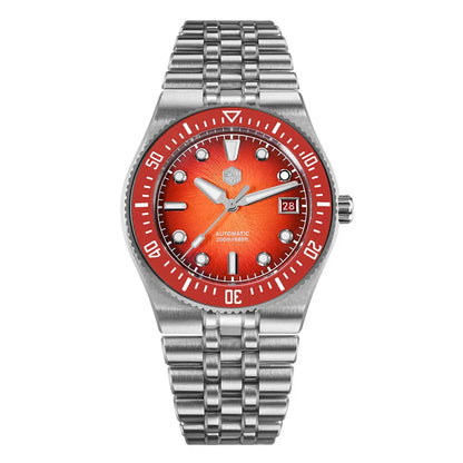 40mm Red Enamel Spiral Dial Waterproof Watch