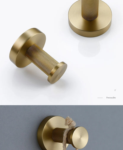 Gold Bathroom Accessories Set with Towel Bar and Hooks