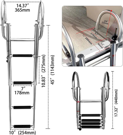 Heavy Duty 4 Step Telescoping Ladder for Boats and Swimmers