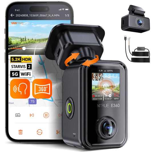 Panoramic 360 Degree Dashcam 5.2K Touch Voice Control