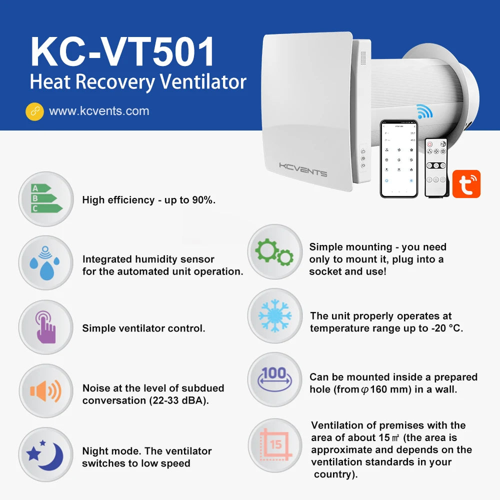 WiFi Enabled Smart Ventilation Unit with Heat Recovery Function