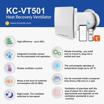 WiFi Enabled Smart Ventilation Unit with Heat Recovery Function