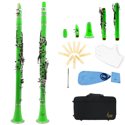 Green Bb Clarinet with Bakelite Body and Case