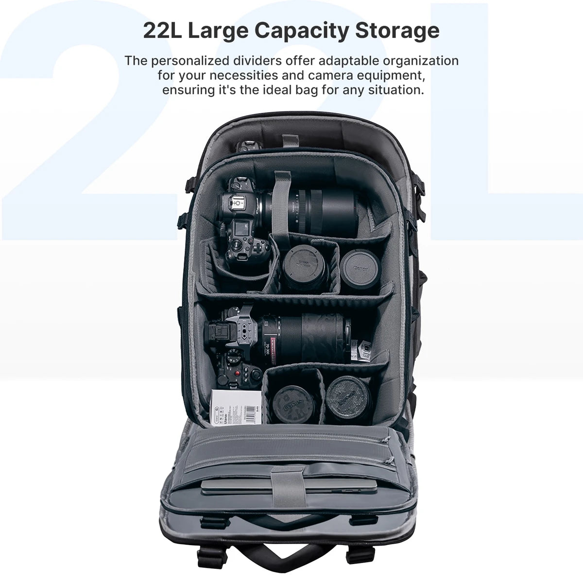 Large Capacity Photography Travel Backpack 22L Waterproof