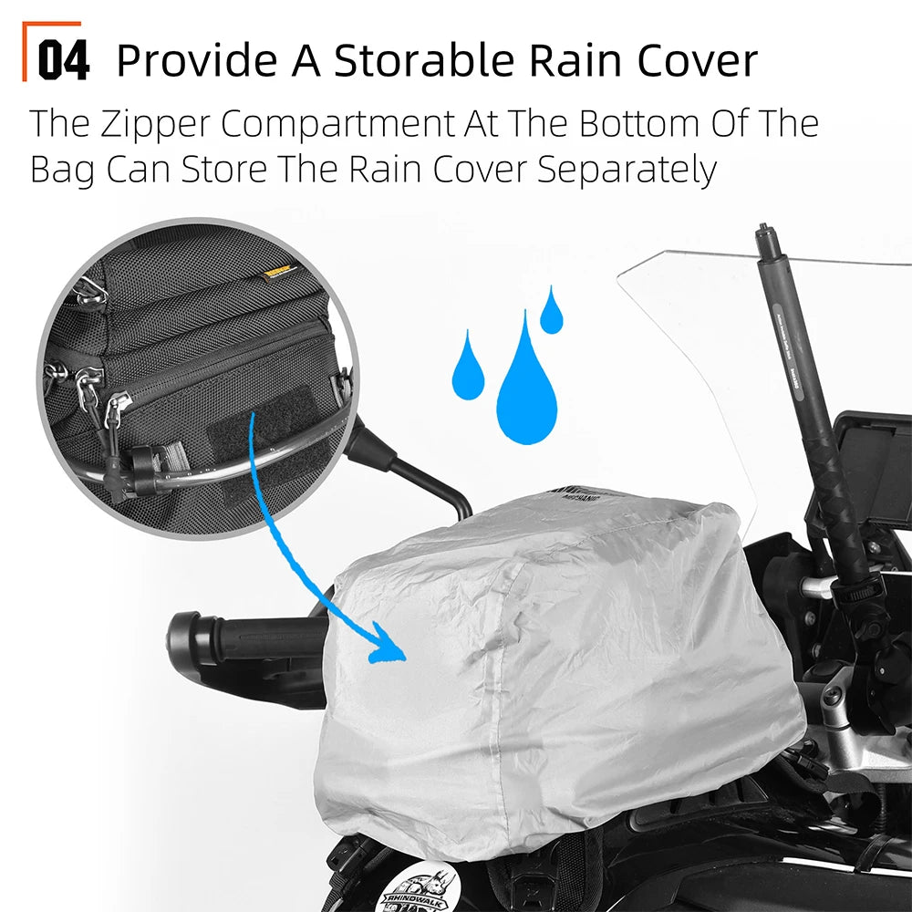 Portable 9L Motorbike Tank Bag with MOLLE Storage System