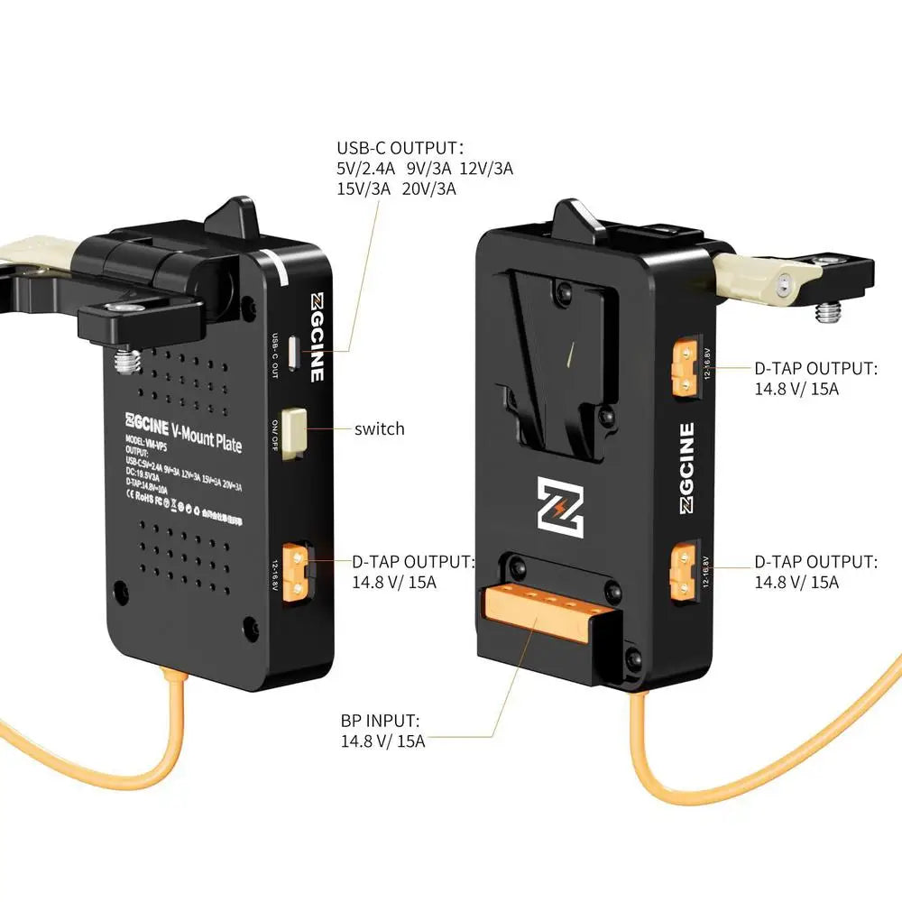 V-Mount Battery Plate Hot Swap USB-C PD D-Tap FX6