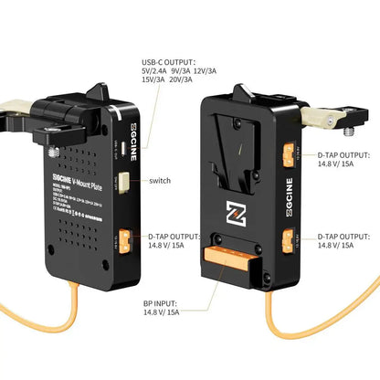 V-Mount Battery Plate Hot Swap USB-C PD D-Tap FX6