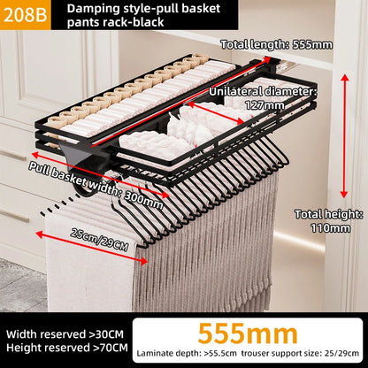 555mm Heavy Duty Pull-Out Pants Rack Soft Close