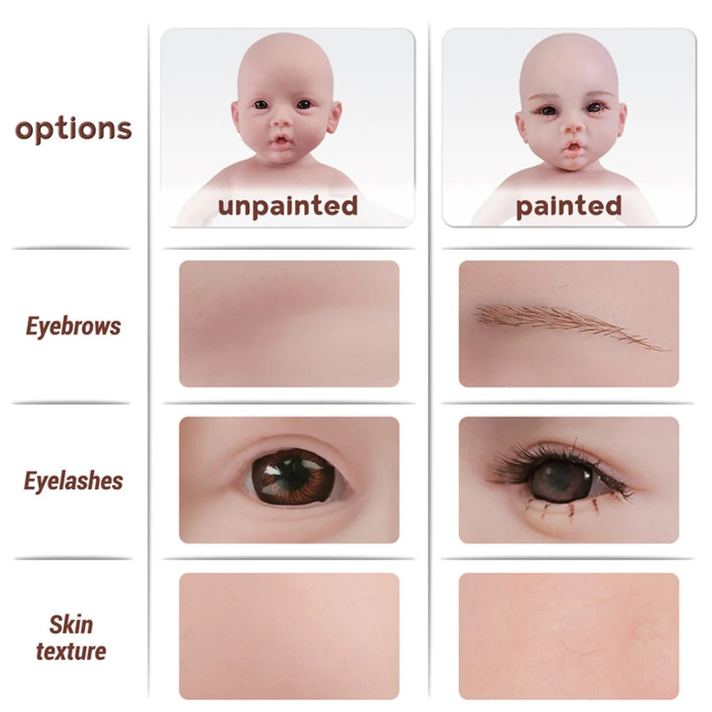 Soft Washable 45cm Reborn Doll Painted