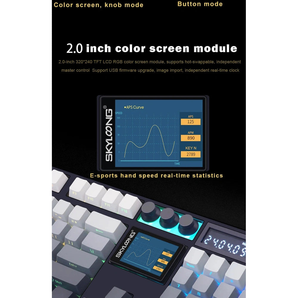 Wireless Mechanical Keyboard - Full-Size, 3-Mode, 2.0 Screen, 3 Knobs, Hot-Swappable Switches, PBT Keycaps (Rose Pink - No.3 Phil-Cherry)