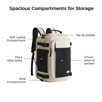 Expandable Carry On Backpack 15.6 Inch Laptop Green