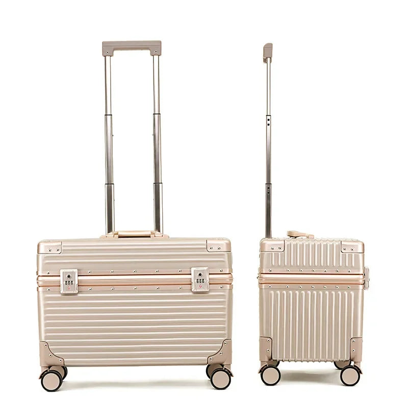 Portable 20 Inch Golden Aluminum Photography Luggage Bag