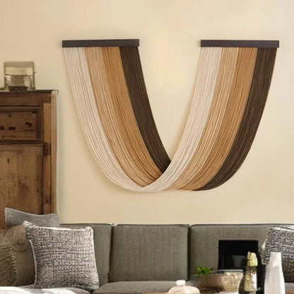 Dark Brown Boho Tassel Tapestry Hand Woven Wall Curtain